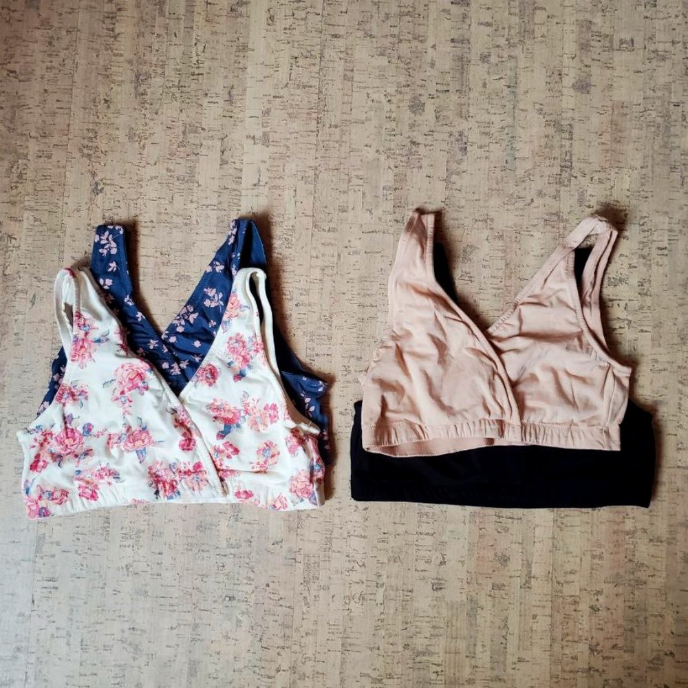 Lot 4 Motherhood Cotton Wrap Nursing and Sleep Bras M